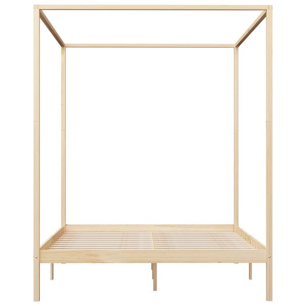 vidaXL Giroletto con Baldacchino 4 Cassetti in Legno di Pino 160x200cm