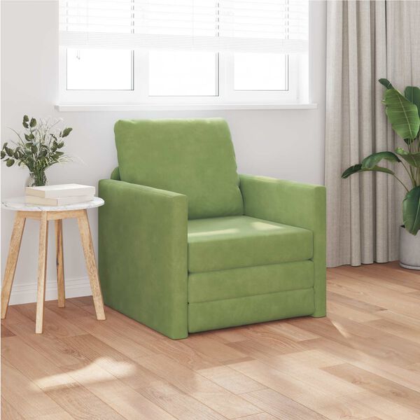 vidaXL Divano letto 60cm Verde chiaro Velluto