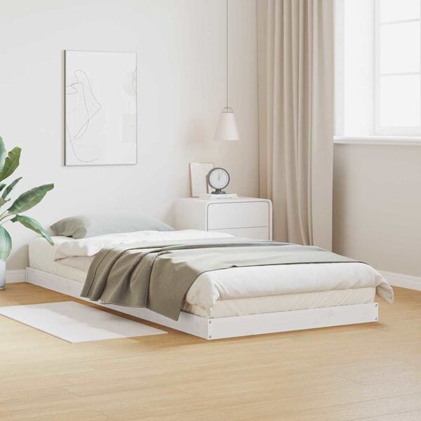 vidaXL Struttura letto a terra Bianco 213.5 x 104 x 9 cm Pino massello