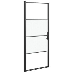 vidaXL Parete Doccia 81x195cm in Vetro Temperato Semi Smerigliato Nero