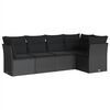 vidaXL Set Divani da Giardino 5 pz con Cuscini in Polyrattan Nero