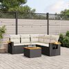 vidaXL Set Divano da Giardino 6 pz con Cuscini Nero in Polyrattan