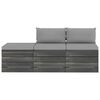 vidaXL Set Divani da Giardino su Pallet 3 pz con Cuscini Massello Pino