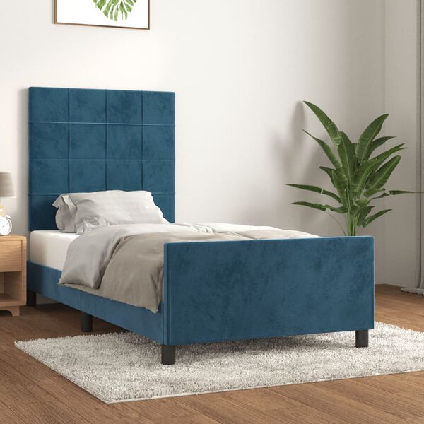 vidaXL Giroletto senza Materasso Blu Scuro 80x200 cm in Velluto