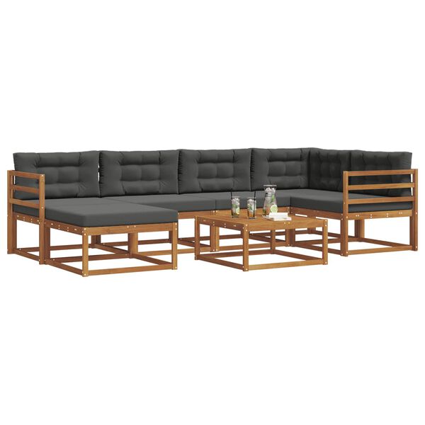 vidaXL Set di divani da esterno con cuscino 7 pcs Naturale e Antracite