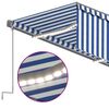 vidaXL Tenda Automatica Parasole LED Sensore Vento 3x2,5m Blu e Bianco