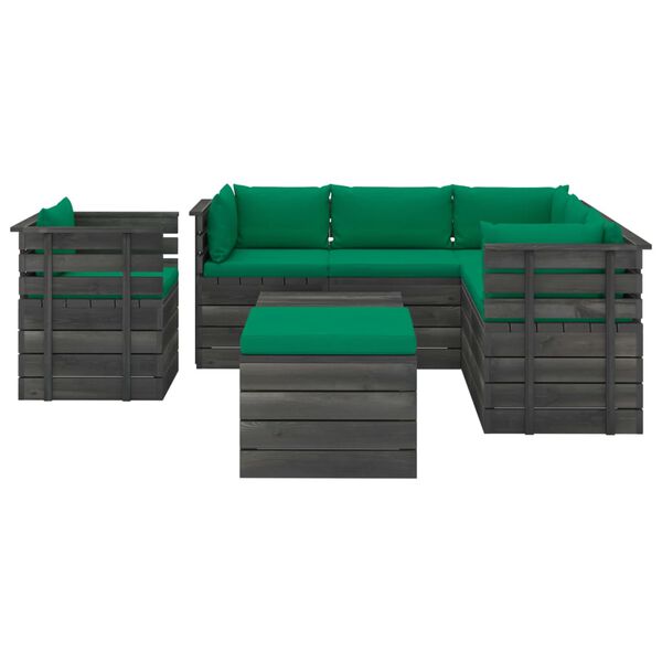 vidaXL Set Divani da Giardino su Pallet 8 pz con Cuscini Massello Pino