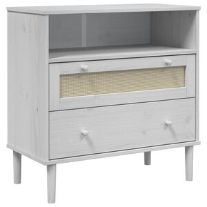 vidaXL Credenza SENJA Aspetto Rattan Bianco 80x40x80 cm Massello Pino