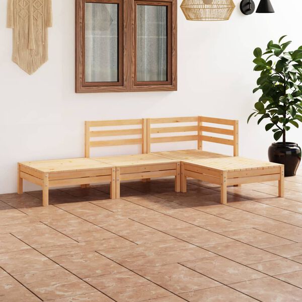 vidaXL Set Divani da Giardino 4 pz in Legno Massello di Pino