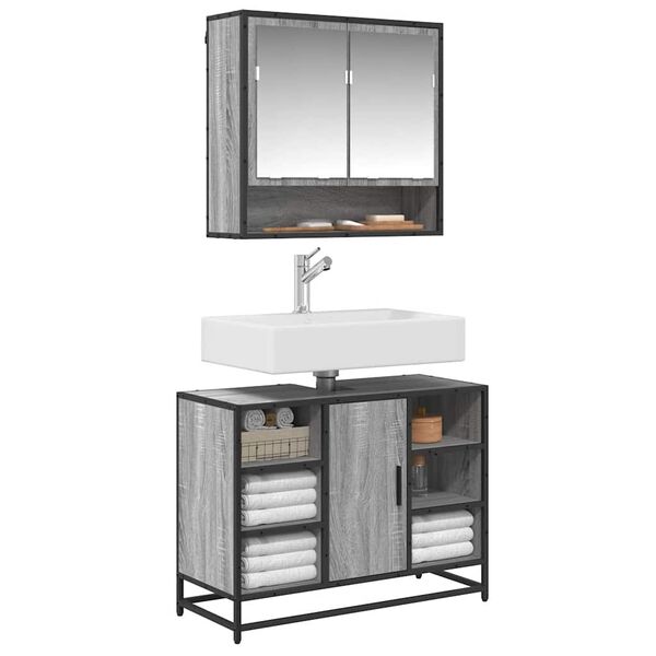 vidaXL Mobile Lavabo Bagno Grigio Sonoma 60x30x60 cm Legno Multistrato