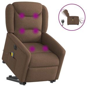 vidaXL Poltrona Alzapersona Massaggiante Elettrica Marrone Tessuto