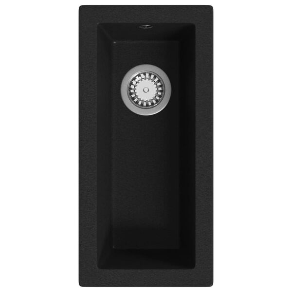 vidaXL Lavello da Cucina con Foro Troppopieno Nero in Granito