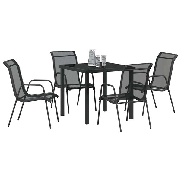 vidaXL Set da Pranzo per Giardino 5 pcs Nero