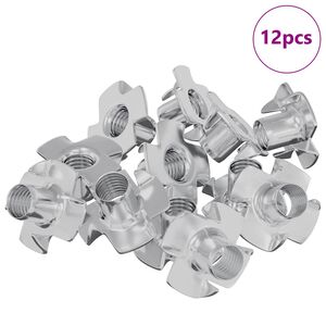 vidaXL T-nut con punte 12 pcs Argento M6 mm Acciaio