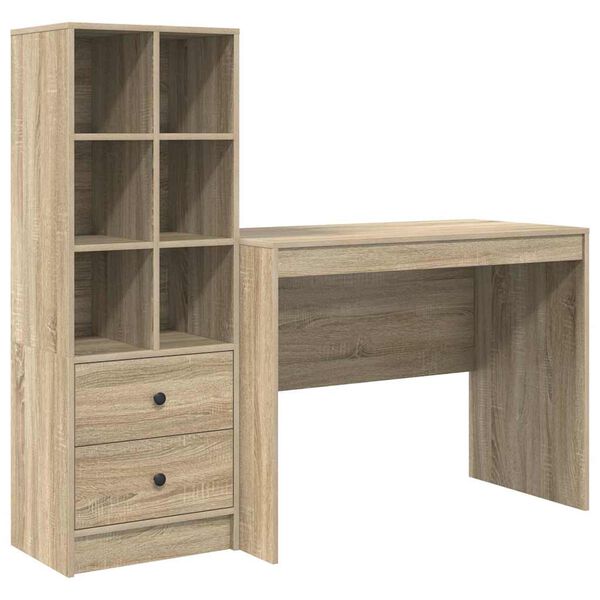 vidaXL Scrivania con cassetto 2 pcs Rovere Sonoma