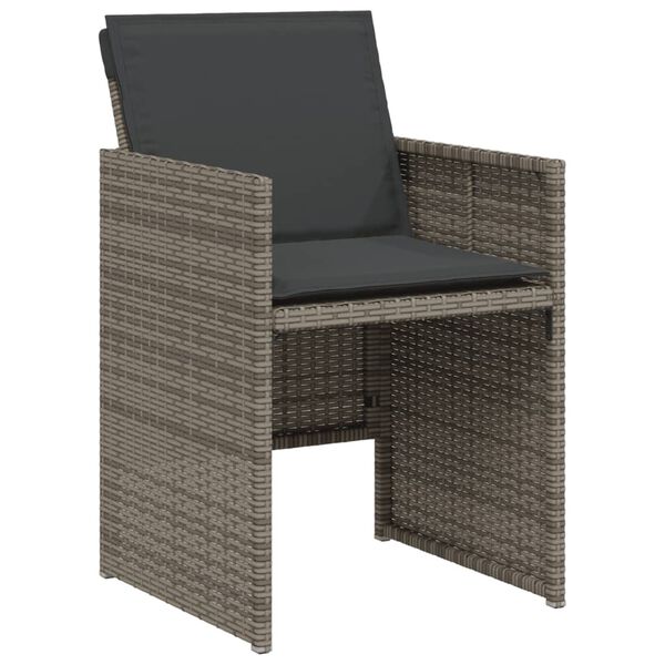 vidaXL Set da Bistrò 3 pz con Cuscini Grigio in Polyrattan