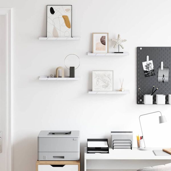 vidaXL Scaffale da parete 4 pcs Marmo Bianco 40 x 9 x 3 cm