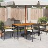 vidaXL Sedie da Giardino con Cuscini 4 pz Nere in Polyrattan e Acacia