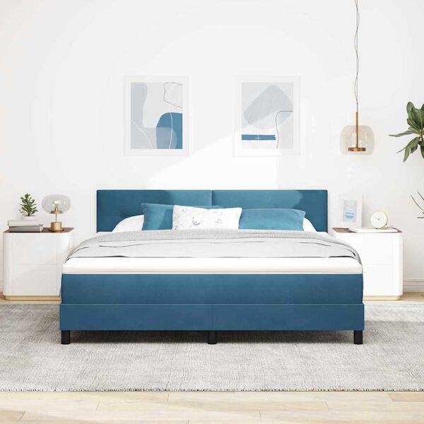 vidaXL Letto a molle con testiera Blu scuro 180 x 200 cm Velluto