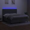 vidaXL Letto a Molle Materasso e LED Grigio Scuro 160x200cm in Tessuto