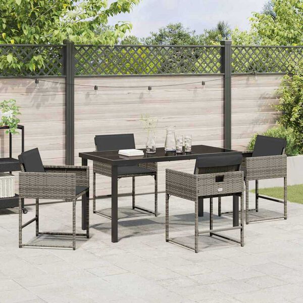 vidaXL Set da Pranzo per Giardino 5 pcs Grigio polyrattan