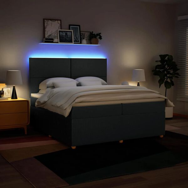 vidaXL Giroletto a Molle con Materasso Blu 200x200 cm in Tessuto