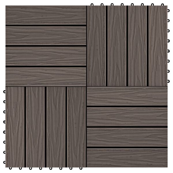 vidaXL Piastrelle 11 pz Goffrature WPC 30x30 cm 1 mq Marrone Scuro