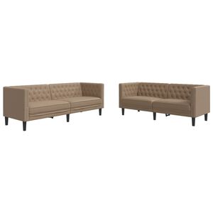 vidaXL Set Divani Chesterfield 2pz Cappuccino in Similpelle