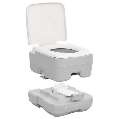 vidaXL Toilette da Campeggio Portatile Grigia e Bianca 10+10 L in HDPE