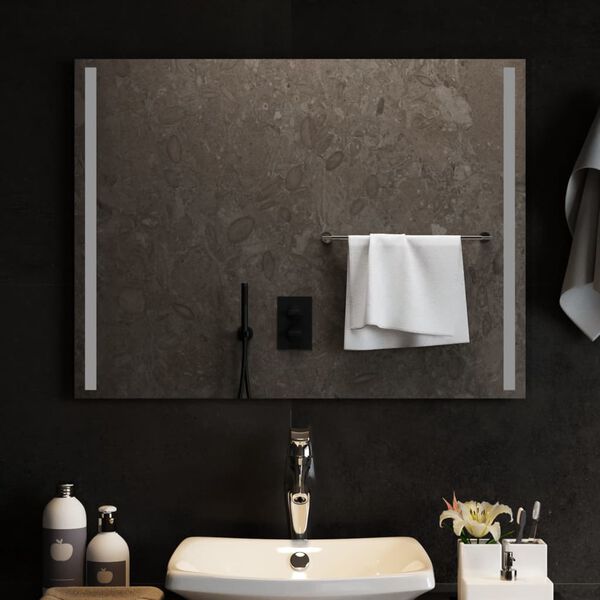 vidaXL Specchio da Bagno con Luci LED 80x60 cm