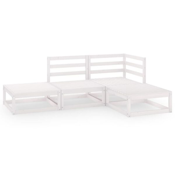 vidaXL Set Divani da Giardino 4 pz Bianco in Legno Massello di Pino