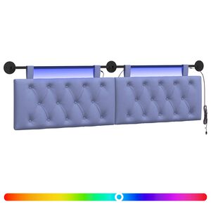 vidaXL Testiera sospesa Con luce LED Blu jeans Tessuto
