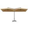 vidaXL Ombrellone Doppio con Palo in Acciaio Tortora 600x300 cm