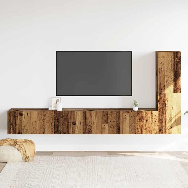 vidaXL Mobili TV a Parete 3 pz Legno Antico in Legno Multistrato