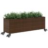 vidaXL Fioriere da Giardino Ruote 2pz Marrone 107x32x38 cm Polyrattan