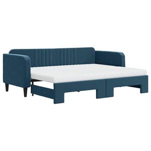 vidaXL Divano Letto Estraibile con Materassi Blu 80x200 cm Velluto