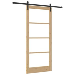 vidaXL Porta scorrevole ORKDAL Naturale e Nero 93 x 211 cm