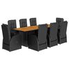 vidaXL Set da Pranzo da Giardino 9 pz con Cuscini Nero in Polyrattan