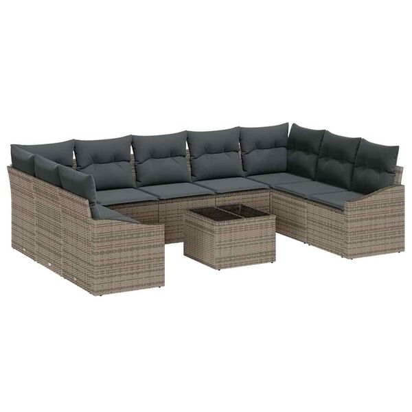 vidaXL Set Divano da Giardino Grigio chiaro polyrattan