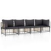 vidaXL Set Divani da Giardino 4 pz con Cuscini Antracite in Polyrattan