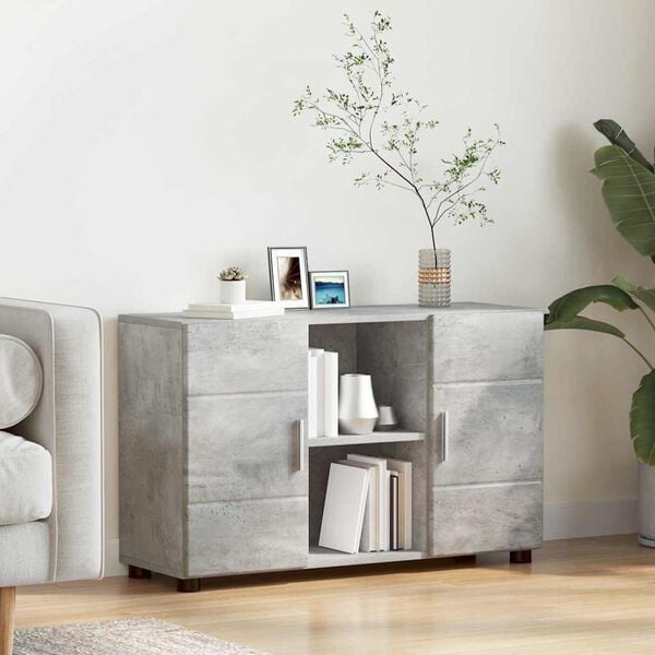 vidaXL Credenza con porta FLORIN Grigio cemento 88,5 x 30,5 x 55,5 cm