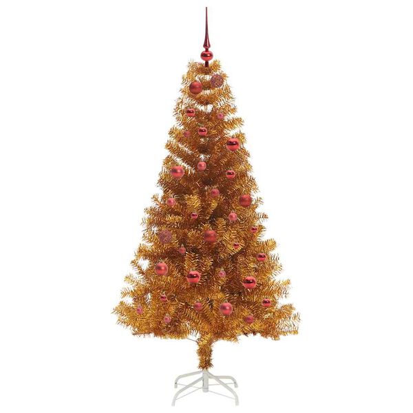 vidaXL Albero di Natale con 150 LED con supporto Oro 150 cm PET