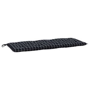 vidaXL Cuscino Panca Giardino Motivo a Quadri Nero 120x50x7 cm Tessuto