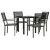 vidaXL Set da Pranzo da Giardino 5 pz Nero in Acciaio e Textilene
