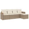 vidaXL Set Divano da Giardino 5 pz con Cuscini Beige in Polyrattan