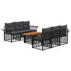 vidaXL Set Divano da Giardino 7 pz Nero e Grigio scuro polyrattan