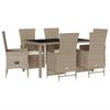 vidaXL Set da Pranzo da Giardino 7 pz con Cuscini Beige in Polyrattan