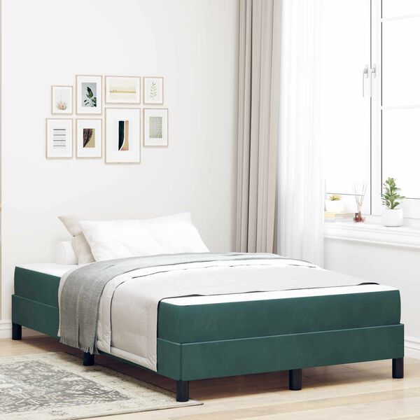 vidaXL Letto a molle con materasso Verde Scuro 120 x 190 cm Tessuto