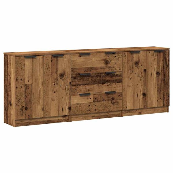 vidaXL Credenze 3 pz Legno Antico 60x30x70 cm in Legno Multistrato
