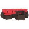vidaXL Set Divani da Giardino 7 pz con Cuscini Marrone in Polyrattan